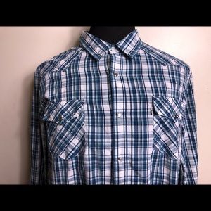 Levis Blue Casual Shirt Pearl Snap LONG SLEEVE